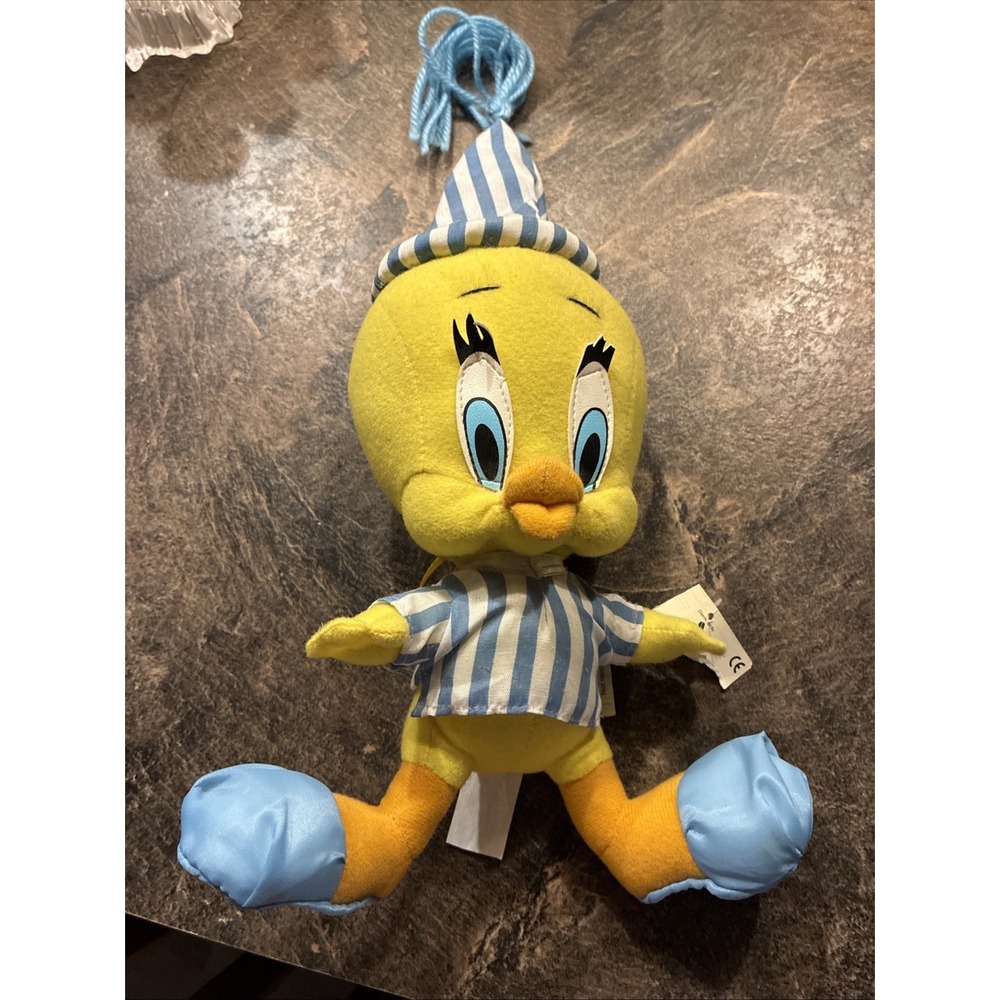 Looney Tunes WB Tweety Bird in Pajamas Plush Stuffed Animal Doll Toy 10" 1998
